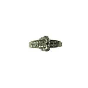 Vintage 14 Karat White Gold and Diamond Buckle Ring Size 6.5 #14474